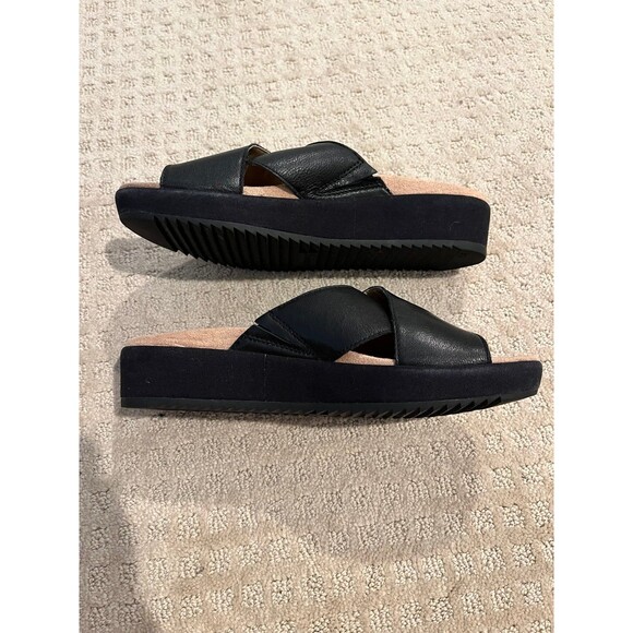 Vionic Hayden Black Leather Wedge Slide Sandals size 7.5 - Picture 6 of 10